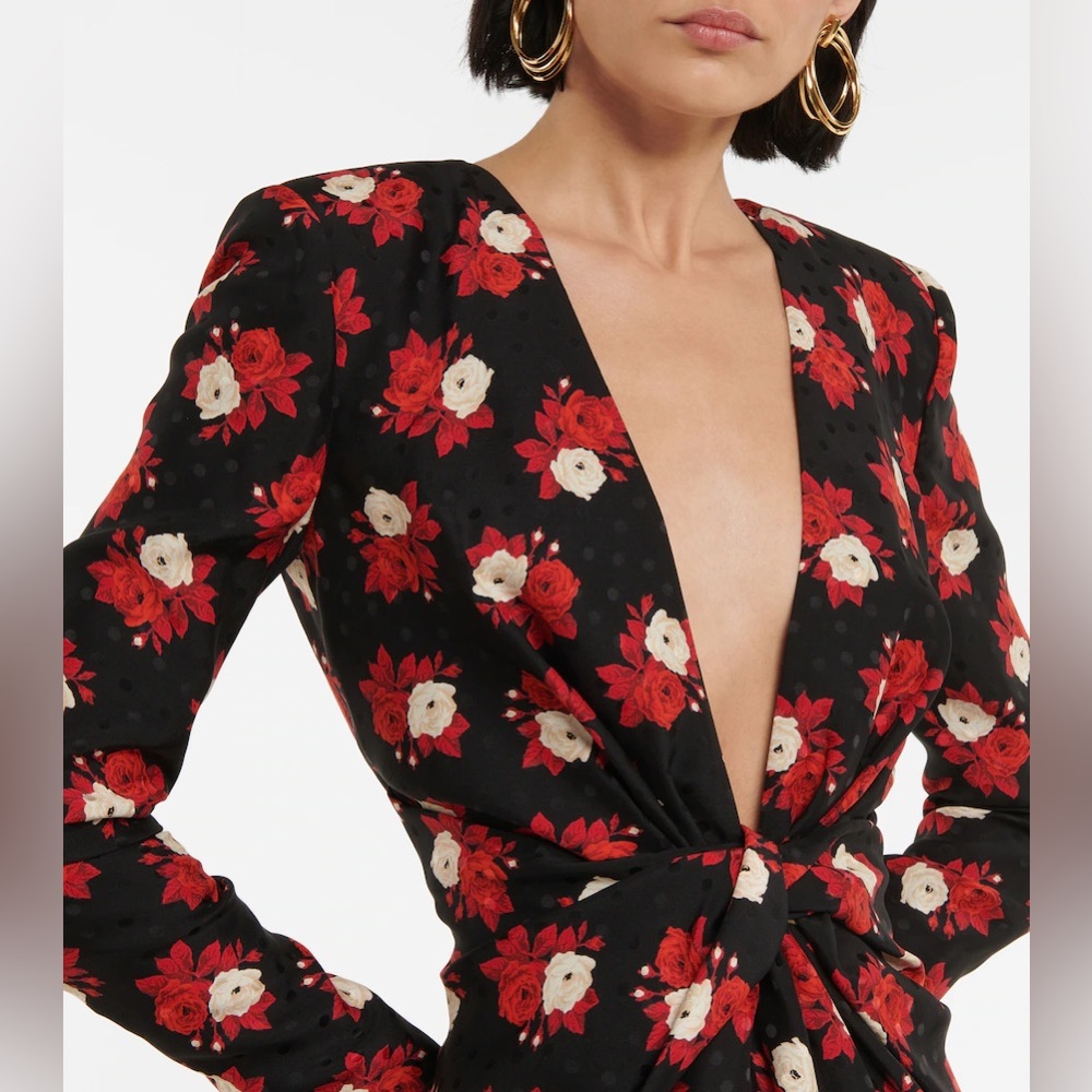 Saint Laurent Plunging floral dress